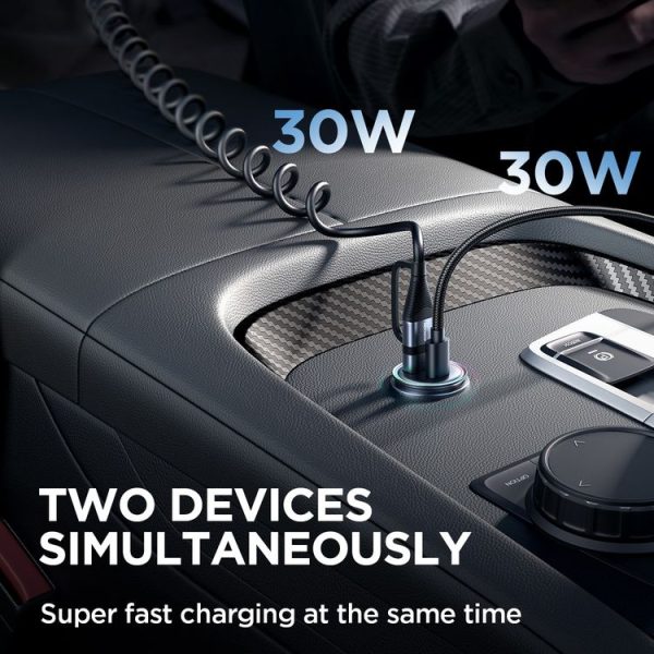 JOYROOM JR-CCN04 60W PD+QC3.0 Mini Metal Car Charger (Black) - Image 6