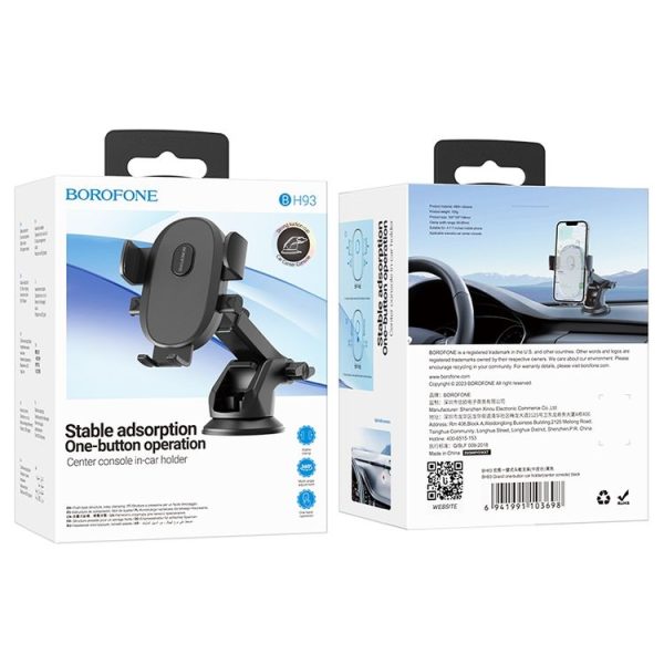 Borofone BH93 Grand One-button Center Console Car Holder (Black) - Image 5