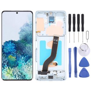 Samsung Galaxy S20+ 4G / 5G SM-G985 / 986 6.67 inch OLED LCD Screen Digitizer Full Assembly with Frame (Blue)