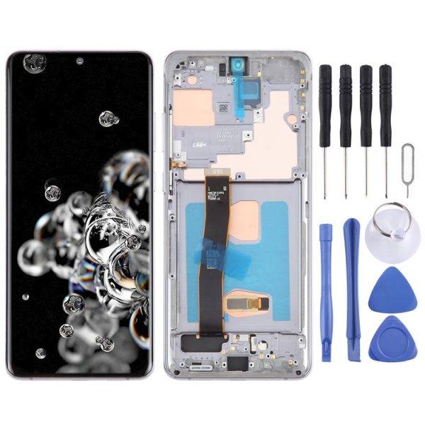 Samsung Galaxy S20 Ultra 4G / 5G SM-G988 6.67 inch OLED LCD Screen Digitizer Full Assembly with Frame (Grey)