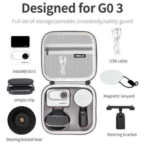 Insta360 GO 3 / GO 3S STARTRC Portable PU Storage Box Case (Grey) - Image 3