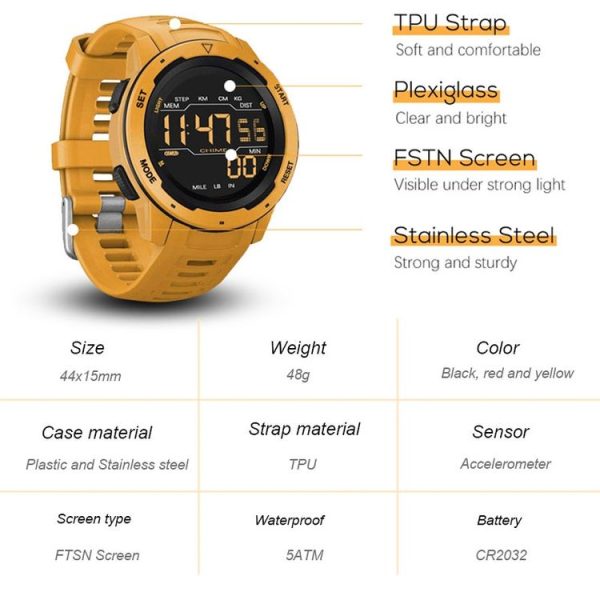 SPOVAN P100 LED Luminous Pedometer Multifunctional Sports Electronic Watch (Black) - Image 4