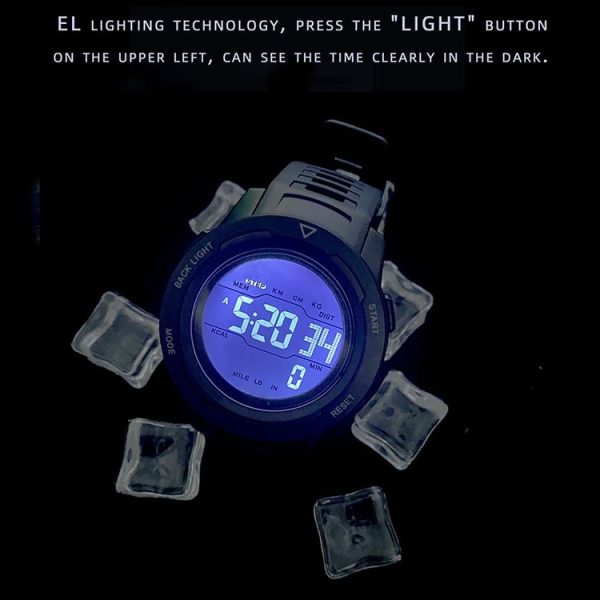 SPOVAN P100 LED Luminous Pedometer Multifunctional Sports Electronic Watch (Black) - Image 8
