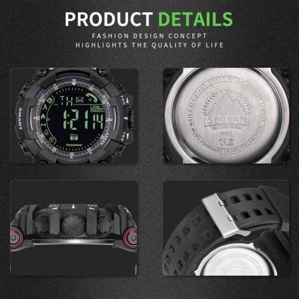 SPOVAN PR2 Men Multifunctional Waterproof Bluetooth Smart Electronic Watch (Black) - Image 10