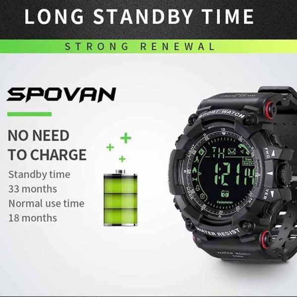 SPOVAN PR2 Men Multifunctional Waterproof Bluetooth Smart Electronic Watch (Black) - Image 4