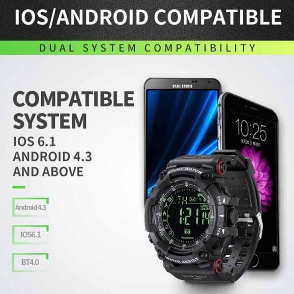 SPOVAN PR2 Men Multifunctional Waterproof Bluetooth Smart Electronic Watch (Black) - Image 7