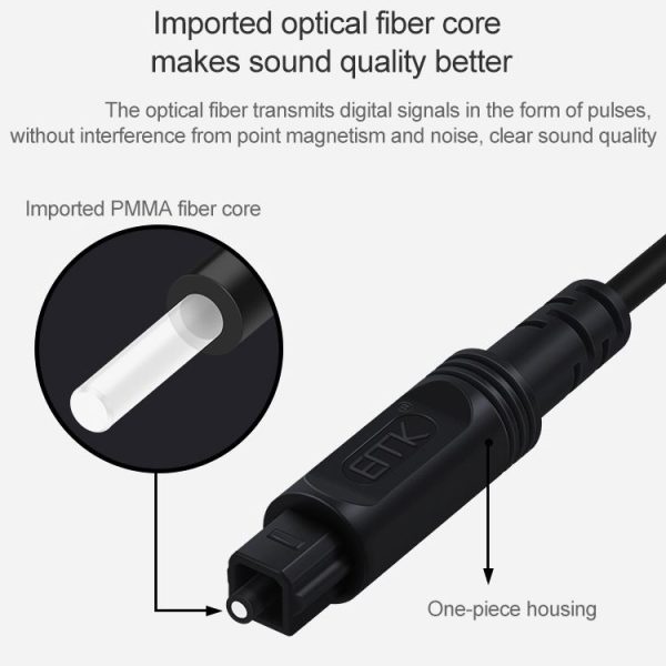 1m EMK OD4.0mm Square Port to Square Port Digital Audio Speaker Optical Fiber Connecting Cable (Black) - Image 5