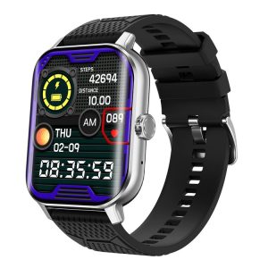 F12 2.02 inch Curved Screen Smart Watch Supports Voice Call / Blood Sugar Detection (Silver + Black)