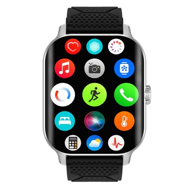 F12 2.02 inch Curved Screen Smart Watch Supports Voice Call / Blood Sugar Detection (Silver + Black) - Image 2
