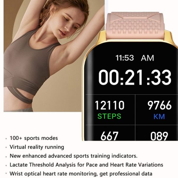 F12 2.02 inch Curved Screen Smart Watch Supports Voice Call / Blood Sugar Detection (Silver + Black) - Image 9