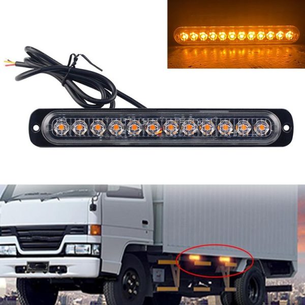 DC12V-24V / 36W Car Truck Emergency Strobe Flash Warning Light 12LEDs Long Ultra-thin Side Lights (Yellow)