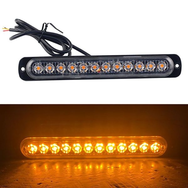 DC12V-24V / 36W Car Truck Emergency Strobe Flash Warning Light 12LEDs Long Ultra-thin Side Lights (Yellow) - Image 2