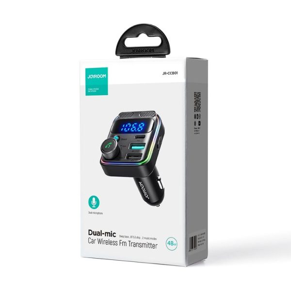 JOYROOM JR-CCB01 48W Dual-Mic Car Wireless FM Transmitter (Black) - Image 4