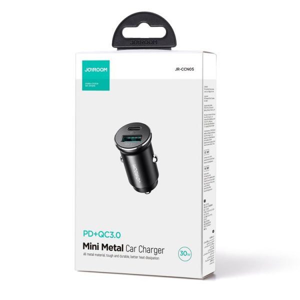 JOYROOM JR-CCN05 30W PD+QC3.0 Mini Metal Car Charger (Black) - Image 3
