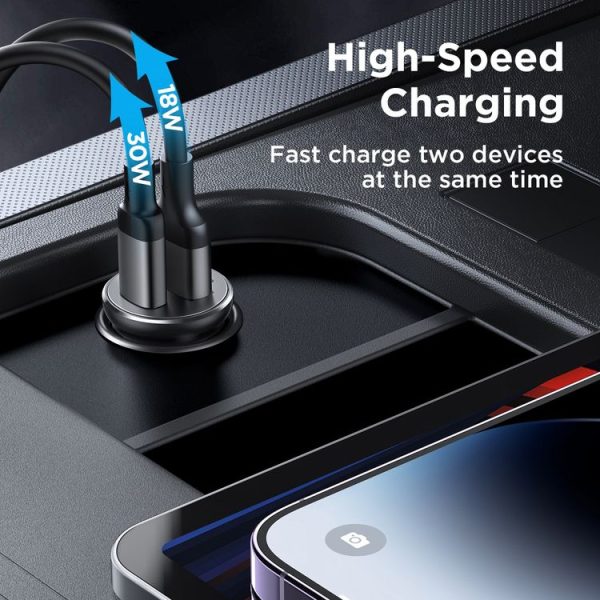 JOYROOM JR-CCN05 30W PD+QC3.0 Mini Metal Car Charger (Black) - Image 5