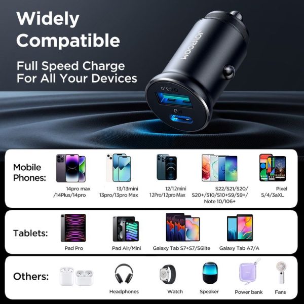 JOYROOM JR-CCN05 30W PD+QC3.0 Mini Metal Car Charger (Black) - Image 9