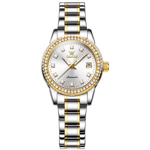 OLEVS 7003 Women Multifunctional Waterproof Mechanical Watch (Gold + White)