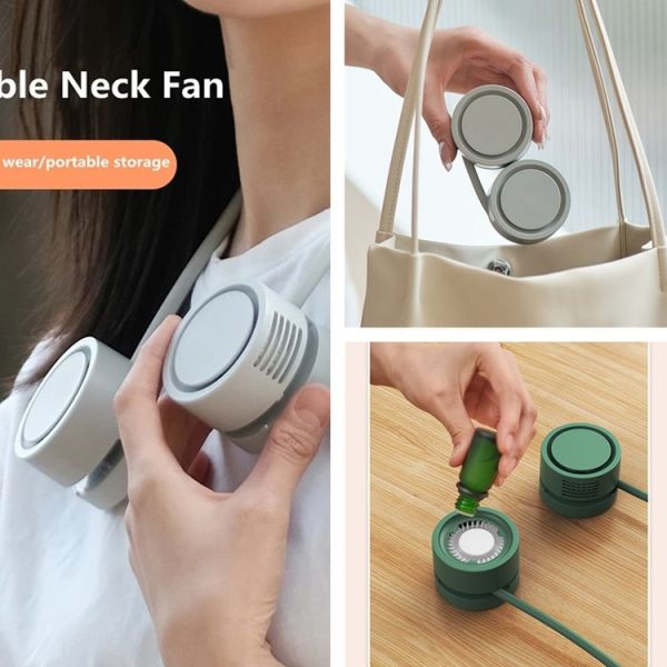 DQ209 Portable Hanging Neck Mute Aroma Diffuser Small Fan (Green) - Image 5