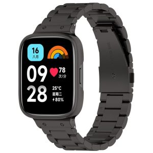 Redmi Watch 3 Lite / Watch 3 Active 2 in 1 Three-bead Metal Watch Band with Watch Frame (Black)