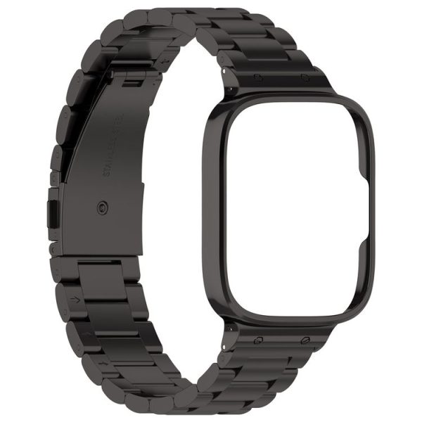 Redmi Watch 3 Lite / Watch 3 Active 2 in 1 Three-bead Metal Watch Band with Watch Frame (Black) - Image 4