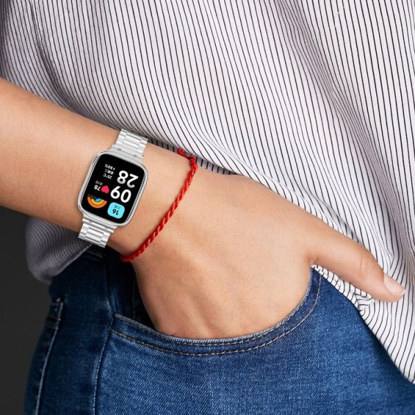 Redmi Watch 3 Lite / Watch 3 Active 2 in 1 Three-bead Metal Watch Band with Watch Frame (Black) - Image 9