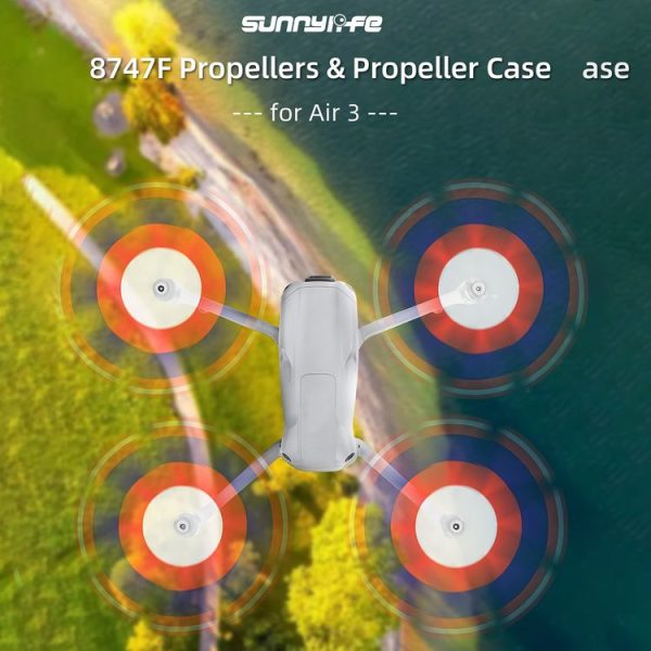 DJI Air 3 Sunnylife 8747F Low Noise Quick-release Propellers, Style: 1 Pair Orange Tip - Image 2
