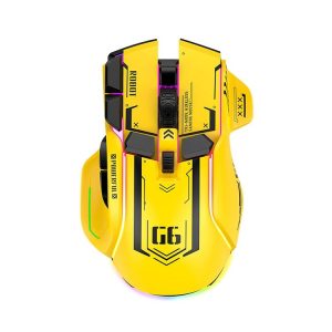 HXSJ G6 10 Keys RGB 12800DPI Tri-mode Wireless Gaming Mouse (Yellow)