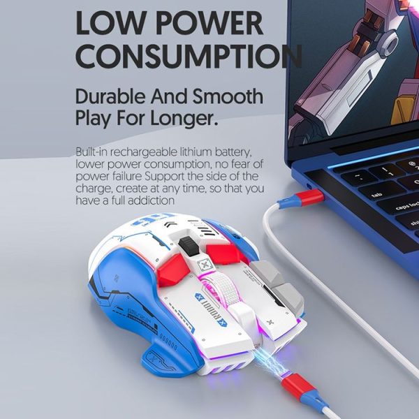 HXSJ G6 10 Keys RGB 12800DPI Tri-mode Wireless Gaming Mouse (Yellow) - Image 6
