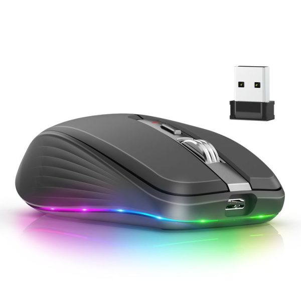 HXSJ M303 2400DPI Dual Mode 2.4GHz + Bluetooth 5.1 Wireless Mouse (Black) - Image 2