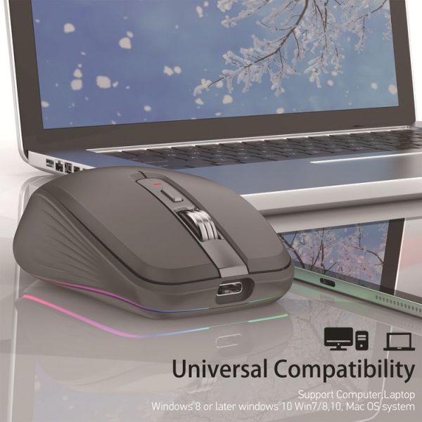 HXSJ M303 2400DPI Dual Mode 2.4GHz + Bluetooth 5.1 Wireless Mouse (Black) - Image 4