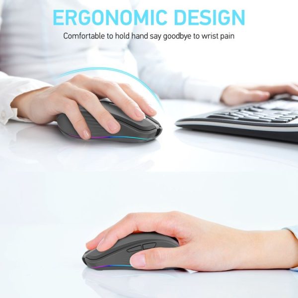 HXSJ M303 2400DPI Dual Mode 2.4GHz + Bluetooth 5.1 Wireless Mouse (Black) - Image 5