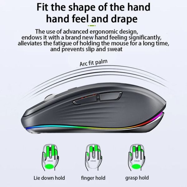 HXSJ M303 2400DPI Dual Mode 2.4GHz + Bluetooth 5.1 Wireless Mouse (Black) - Image 7