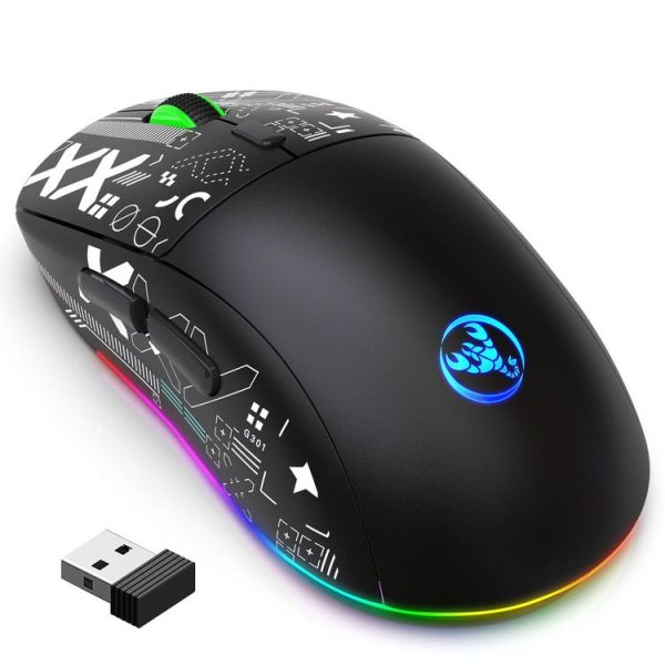 HXSJ T90 RGB Light Three-mode Wireless Gaming Mouse (Black) - Image 2