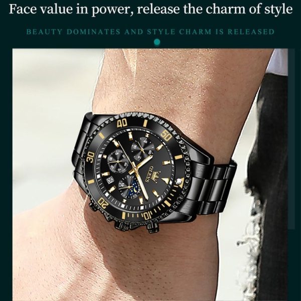 OLEVS 2870 Men Multifunctional Chronograph Three Eyes Waterproof Quartz Watch (Black) - Image 5