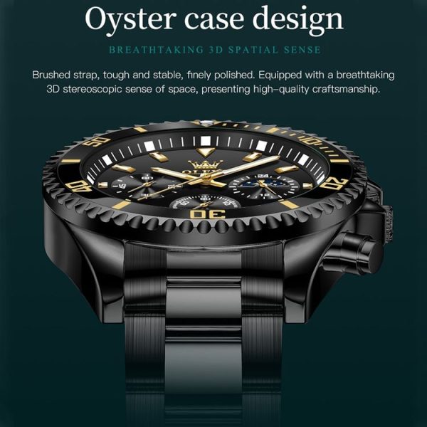 OLEVS 2870 Men Multifunctional Chronograph Three Eyes Waterproof Quartz Watch (Black) - Image 6