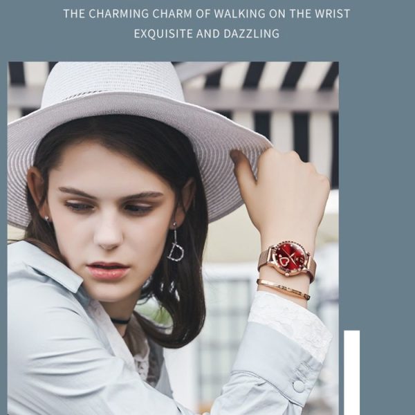 OLEVS 5189 Women Heart Shape Waterproof Quartz Watch (Red) - Image 7