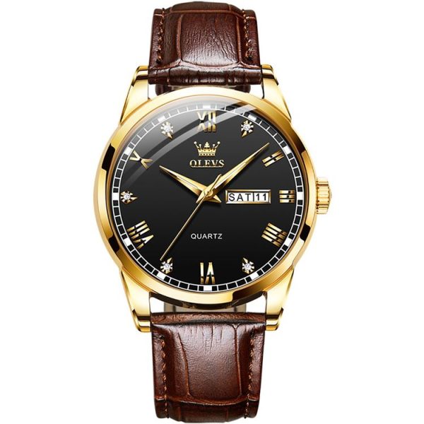 OLEVS 6896 Men Multifunctional Luminous Waterproof Quartz Watch (Black)