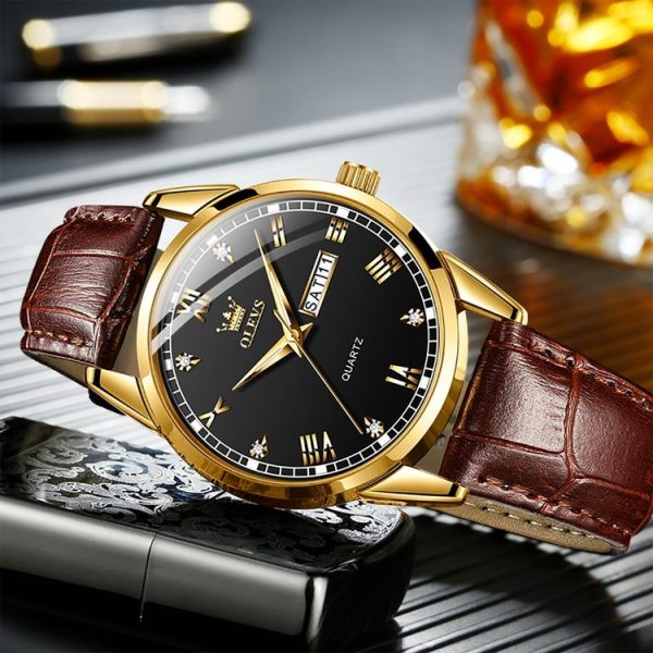 OLEVS 6896 Men Multifunctional Luminous Waterproof Quartz Watch (Black) - Image 2