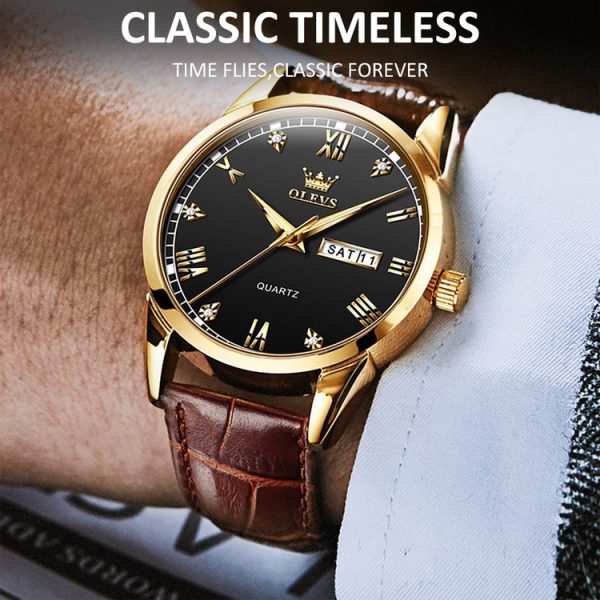 OLEVS 6896 Men Multifunctional Luminous Waterproof Quartz Watch (Black) - Image 3