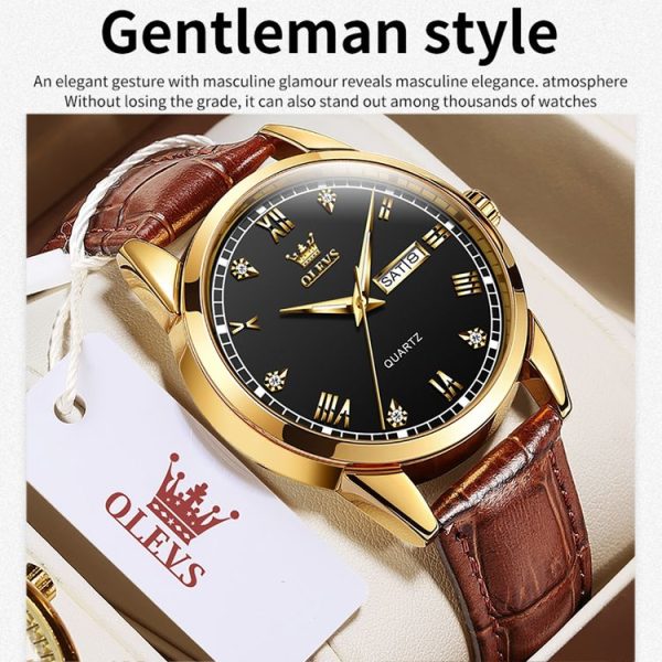 OLEVS 6896 Men Multifunctional Luminous Waterproof Quartz Watch (Black) - Image 4