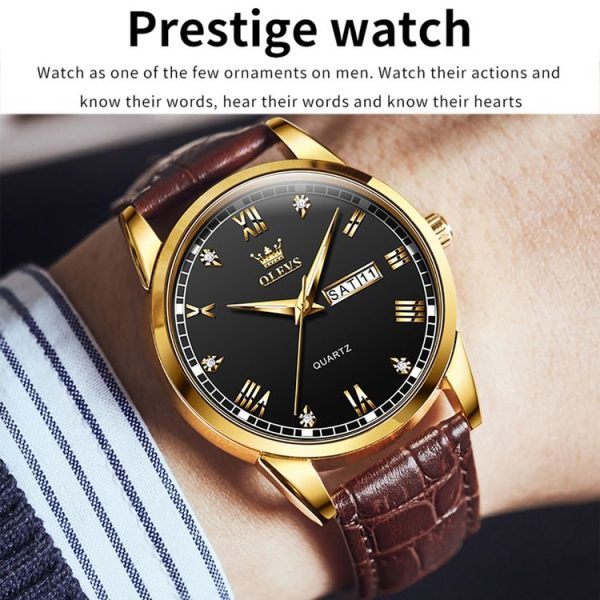 OLEVS 6896 Men Multifunctional Luminous Waterproof Quartz Watch (Black) - Image 5
