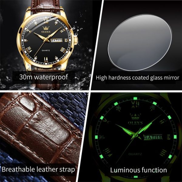 OLEVS 6896 Men Multifunctional Luminous Waterproof Quartz Watch (Black) - Image 7