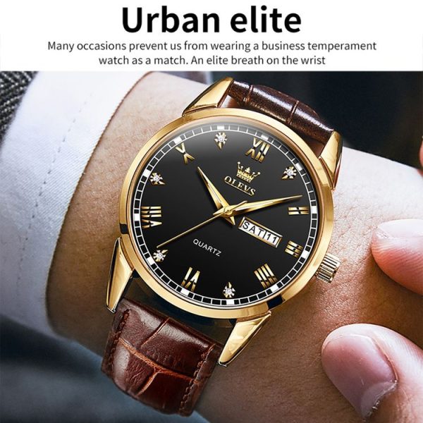 OLEVS 6896 Men Multifunctional Luminous Waterproof Quartz Watch (Black) - Image 8