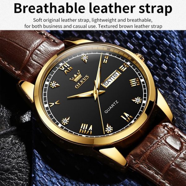 OLEVS 6896 Men Multifunctional Luminous Waterproof Quartz Watch (Black) - Image 9