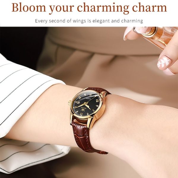 OLEVS 6896 Women Multifunctional Luminous Waterproof Quartz Watch (Black) - Image 4