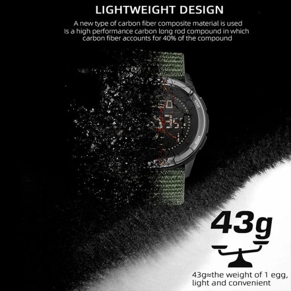 NORTH EDGE ALPS Outdoor Waterproof Men Carbon Fiber Digital Nylon Strap Smart Sports Watch (Black) - Image 4