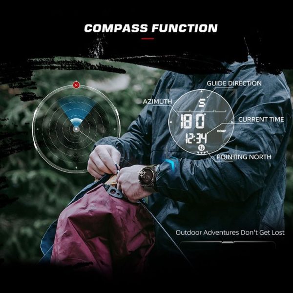 NORTH EDGE ALPS Outdoor Waterproof Men Carbon Fiber Digital Nylon Strap Smart Sports Watch (Black) - Image 6