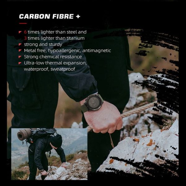 NORTH EDGE ALPS Outdoor Waterproof Men Carbon Fiber Digital Nylon Strap Smart Sports Watch (Black) - Image 7