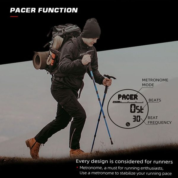 NORTH EDGE ALPS Outdoor Waterproof Men Carbon Fiber Digital Nylon Strap Smart Sports Watch (Black) - Image 8
