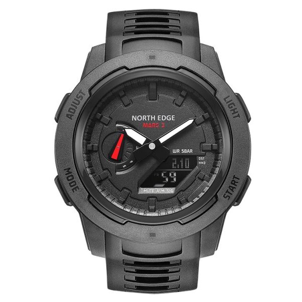NORTH EDGE MARS3 Outdoor Waterproof Men Carbon Fiber Electronic Sports Watch (Black) - Image 2